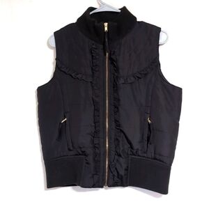 Hypnotik Black Ruffle Puff Vest Full Zip with Zip Pockets Size Large